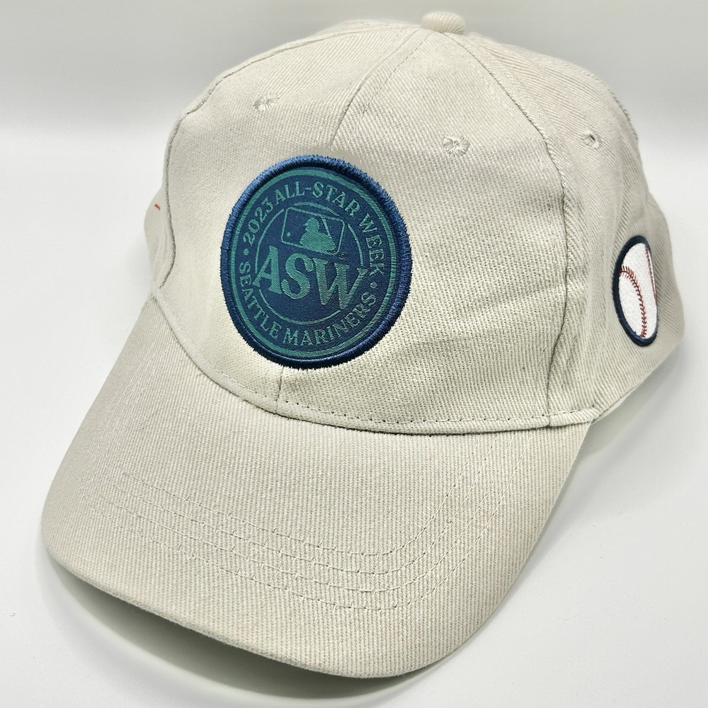 Seattle Mariners 2023 All Star Week Patch Hat Cap Adjustable Strapback Beige MLB